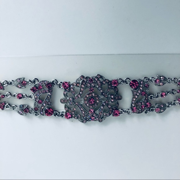 NWT Victorian Collection Pink Clear Rhinestones Bracelet - Picture 6 of 9